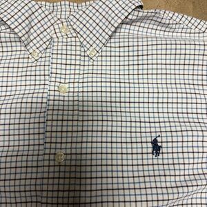 Ralph Lauren Men's White and Blue Plaid Shirt